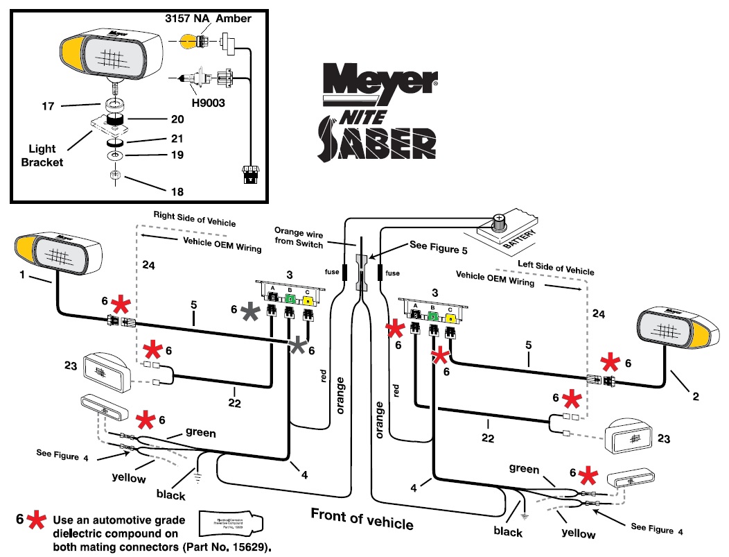Meyer Snow Plow Information - Meyer Nite Saber Snow Plow Light Parts Diagram  and Parts List Meyer Home Plow Parts MeyerPlows.info